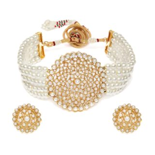 Peora Gold Plated & White Jewellery Set at Rs.742